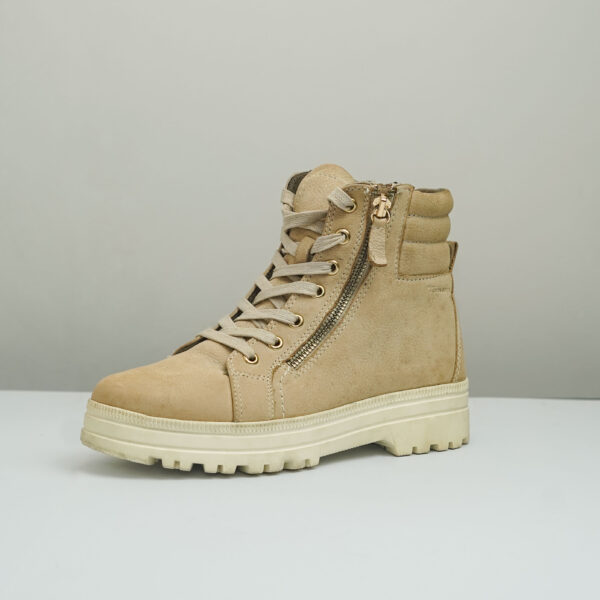 Tamaris Comfort Lace Up Ankle Boots in a light Beige Color