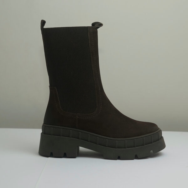 Brown Suede Chunky Chelsea boots